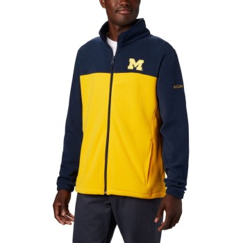 Pánské Bundy Columbia Collegiate Flanker III Fleece - Michigan Tmavě Blankyt Žluté UDKIQH109